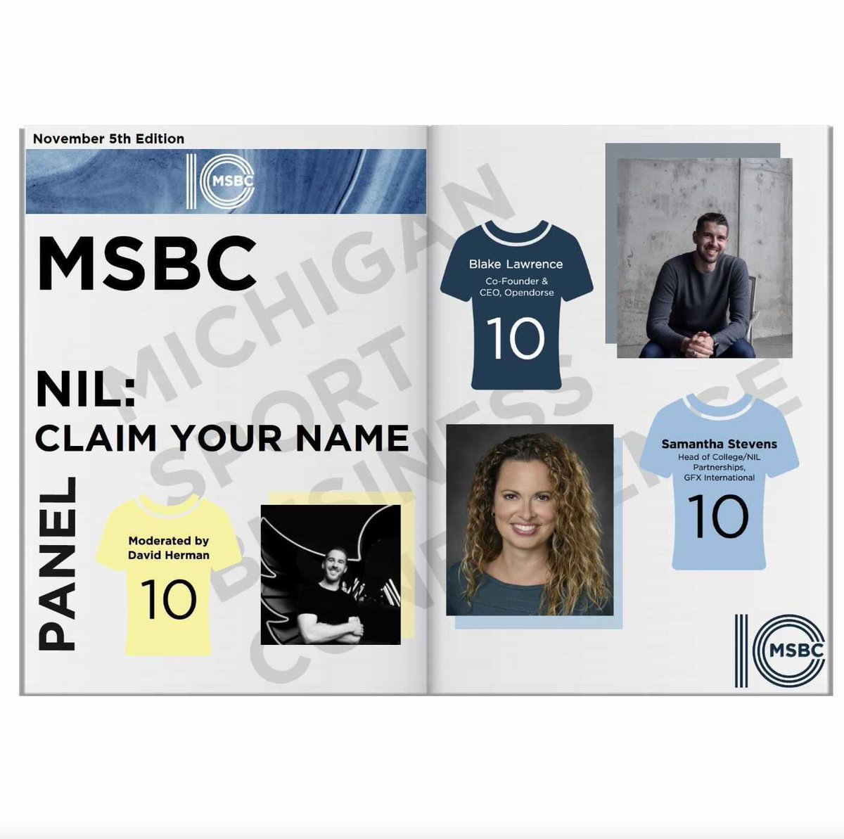 UMSBC's tweet photo. Interested in learning more about how athletes are getting paid? Come join our “Claim Your Name” panel at #MSBC10 featuring @Blake_Lawrence from @opendorse and Samantha Stevens from GFX international #WhatsYourNext10 https://t.co/Q29riiihrz