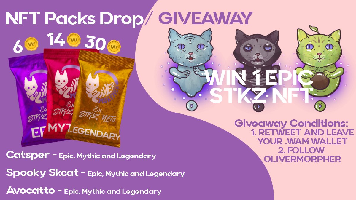 OliverMorpher's tweet photo. Happy Halloween!
Halloween Drop x Giveaway! No luck involved, everyone gets an Epic STKZ for each RT! 3 winners will get 3 packs!

Hope you like the packs and maybe get one for yourself!
https://t.co/Q3Bho4TlRQ

#NFTGiveaway #NFT #NFTdrop #NFTProject #NFTartist @AtomicHub @WAX_io https://t.co/92tDqG183G