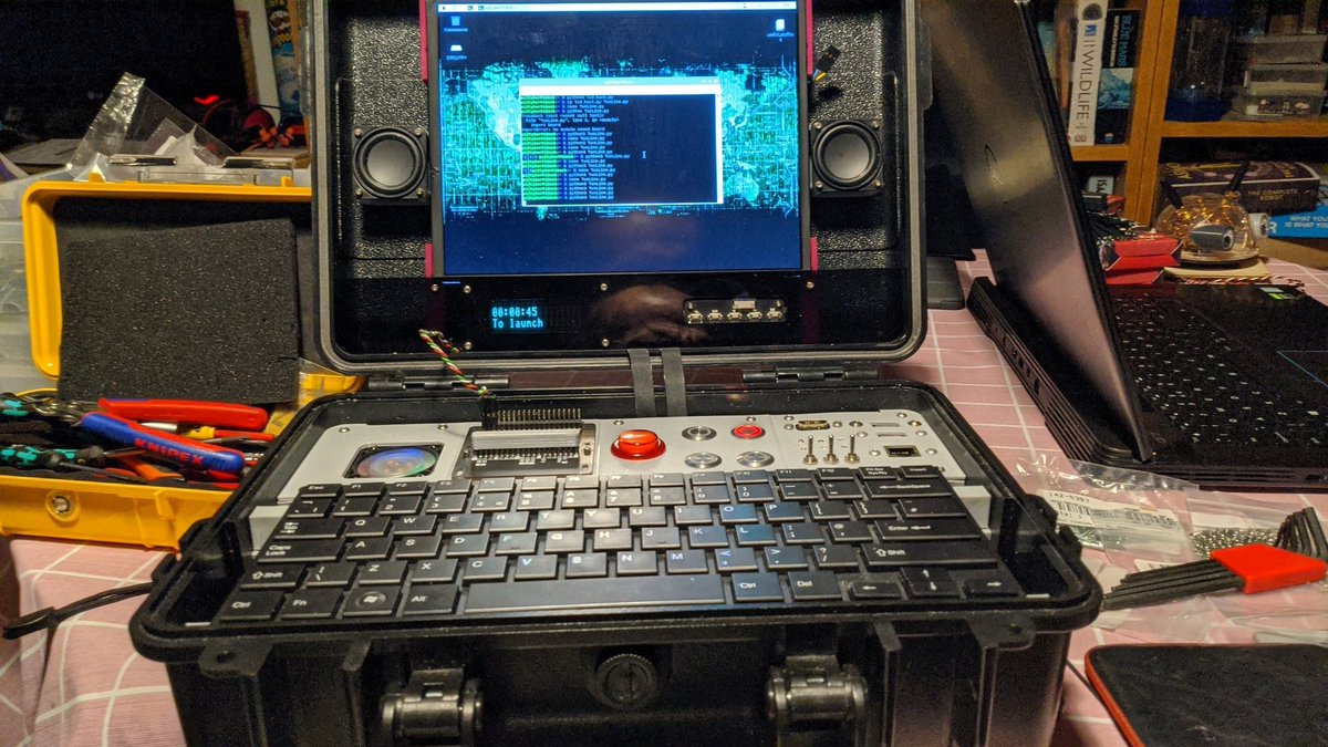 CannonFodder's tweet photo. @GeekyFayeArt One project would be the dream, currently have 4 on the go, with a few more currently parked for when I can be arsed
#PiWars robot Doofus
16 X 16 RGB LED matrix showing Eadweard Muybridge images animated
Compute module carrier to upgrade a Pi-Top laptop.
RasPi #CyberPiDeck https://t.co/JzP5dDse5p