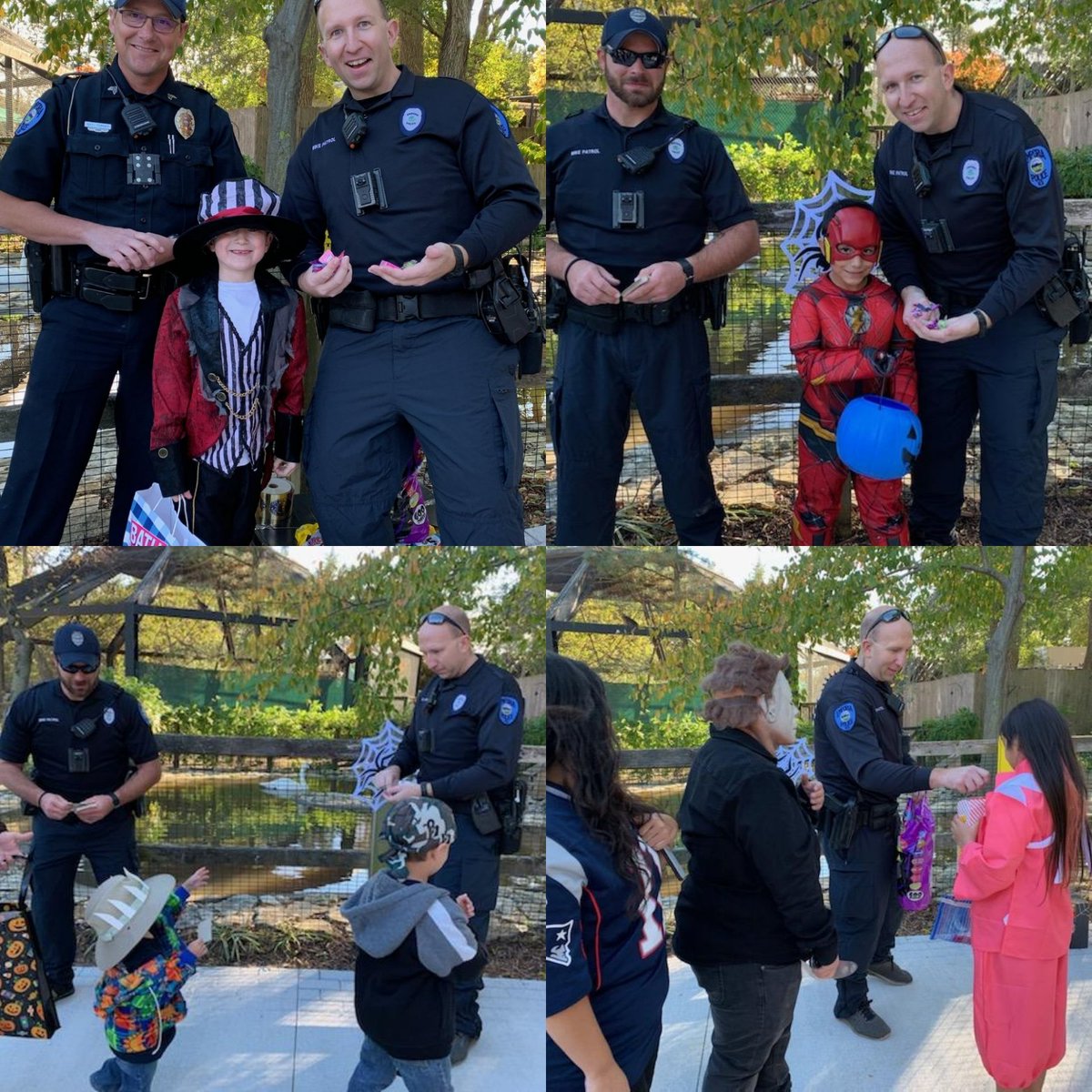 EPD bike officers greeting the kids at Boo at the Zoo. We had a great time handing out candy and stickers
