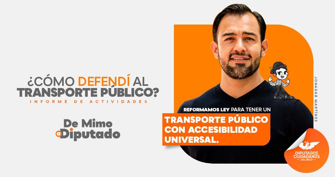 JonadabMartinez's tweet image. Como Diputado Local logré reformar la Ley de Movilidad para que el 100% de las unidades del transporte público cuenten con accesibilidad universal, y así todas las personas con discapacidad puedan utilizar éste servicio sin ningún inconveniente.
#DeMimoADiputado