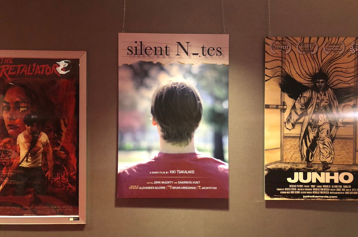 Kiki_Tsakalakis's tweet image. When a friend spots your film festival poster at the ⁦@OrlandoFilmFest⁩, and sends this awesome photo cuz you couldn’t attend. ❤️ #silentnotes