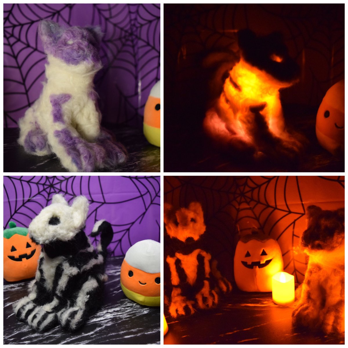 Happy Halloween Goblins &amp; Ghoulies! 🎃👻 These cats are excited to go trick or treating!  

#felting #feltingwool #fallcrafts #spooky