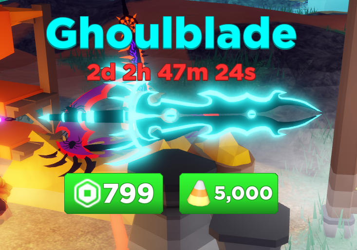 NosniyRBLX's tweet photo. The Ghoulblade is now available to purchase in Treasure Quest!👻

2 days left before it goes OFFSALE FOREVER!

https://t.co/UlEEpwzDTf https://t.co/BtQYqx1PsI