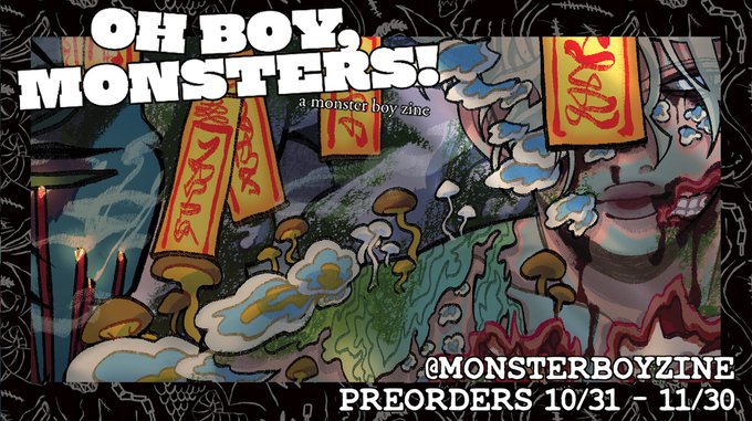 AWWW YEAH here's the preview of my piece for @monsterboyzine 😈

i think its pretty rad, &amp; you can preorder a copy or get some monstery goodies here:
https://t.co/NXTVjl506y 