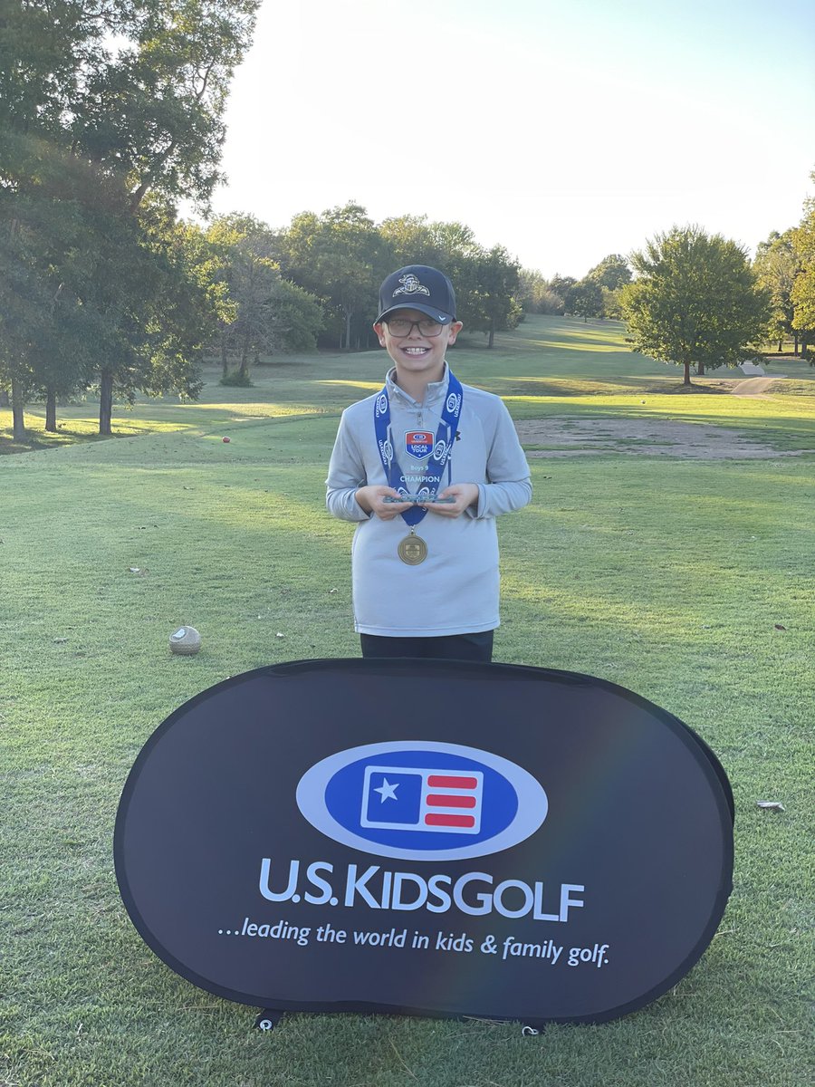 I’m late posting this but better than not posting at all I guess. Last weekend Easton won the U.S. Kids Golf 9U Tulsa Tour Championship for the Fall Season.  He ended up shooting his personal best in an actual tournament firing a 34 (2under).  Easton is a 4 time Tour Champ!!
