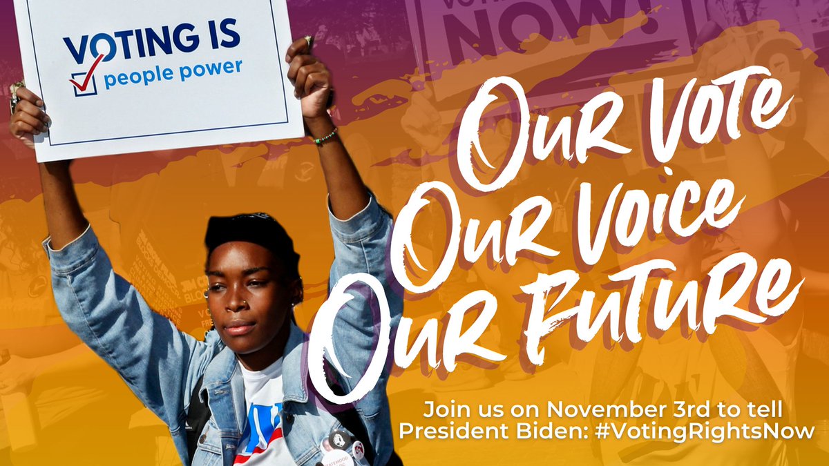 On November 3rd, young people are taking the fight for voting rights to the White House. We’re calling on 
<a href="/POTUS/">President Donald J. Trump</a> to make the Senate end the filibuster and pass #VotingRightsNow.