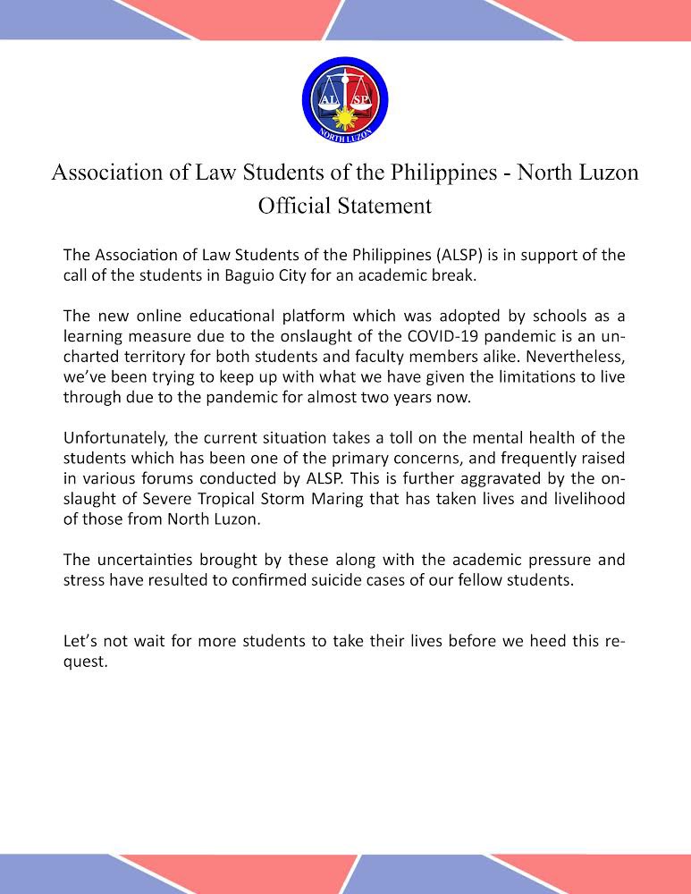 ALSP - North Luzon supports #AcademicBreakNOWSLU