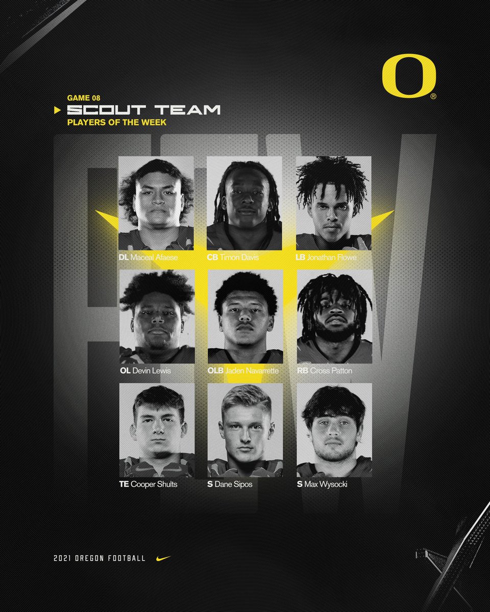 oregonfootball's tweet photo. Game 8 - Players of the Week

#GoDucks https://t.co/nak8jDK8A4
