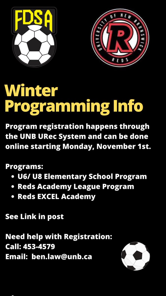 fdsasoccer's tweet image. Winter Program Info can be found here:

recreation.unbf.ca/Program/GetPro…