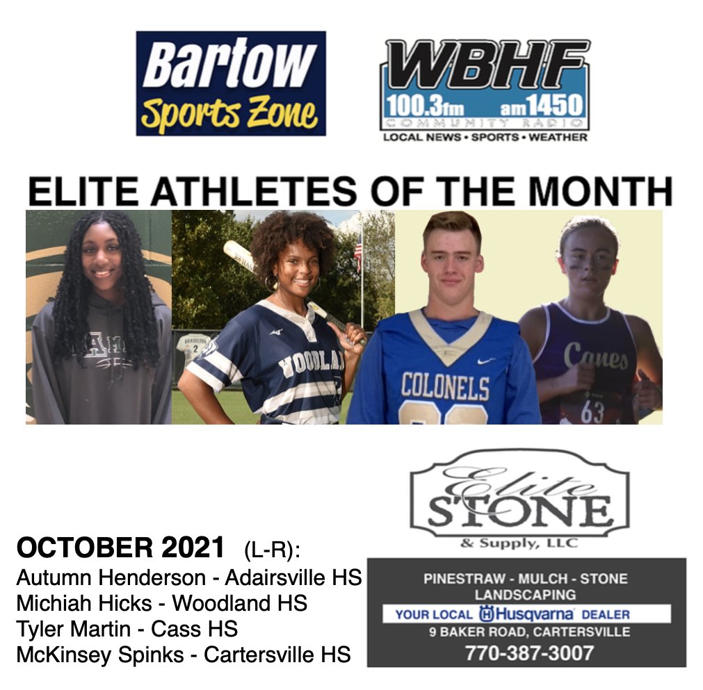 BartowSportsZon's tweet photo. Congratulations to the October 2021 Elite Athletes of the Month - https://t.co/ozVg8eb6a1 @wbhfnews @wbhfsports @DstephensonWHS @WHSCartersville @AHS_Recruits @AHSVball306 @cass_athletics @CassFootball @chscanesxc https://t.co/8qvEvNzyt7