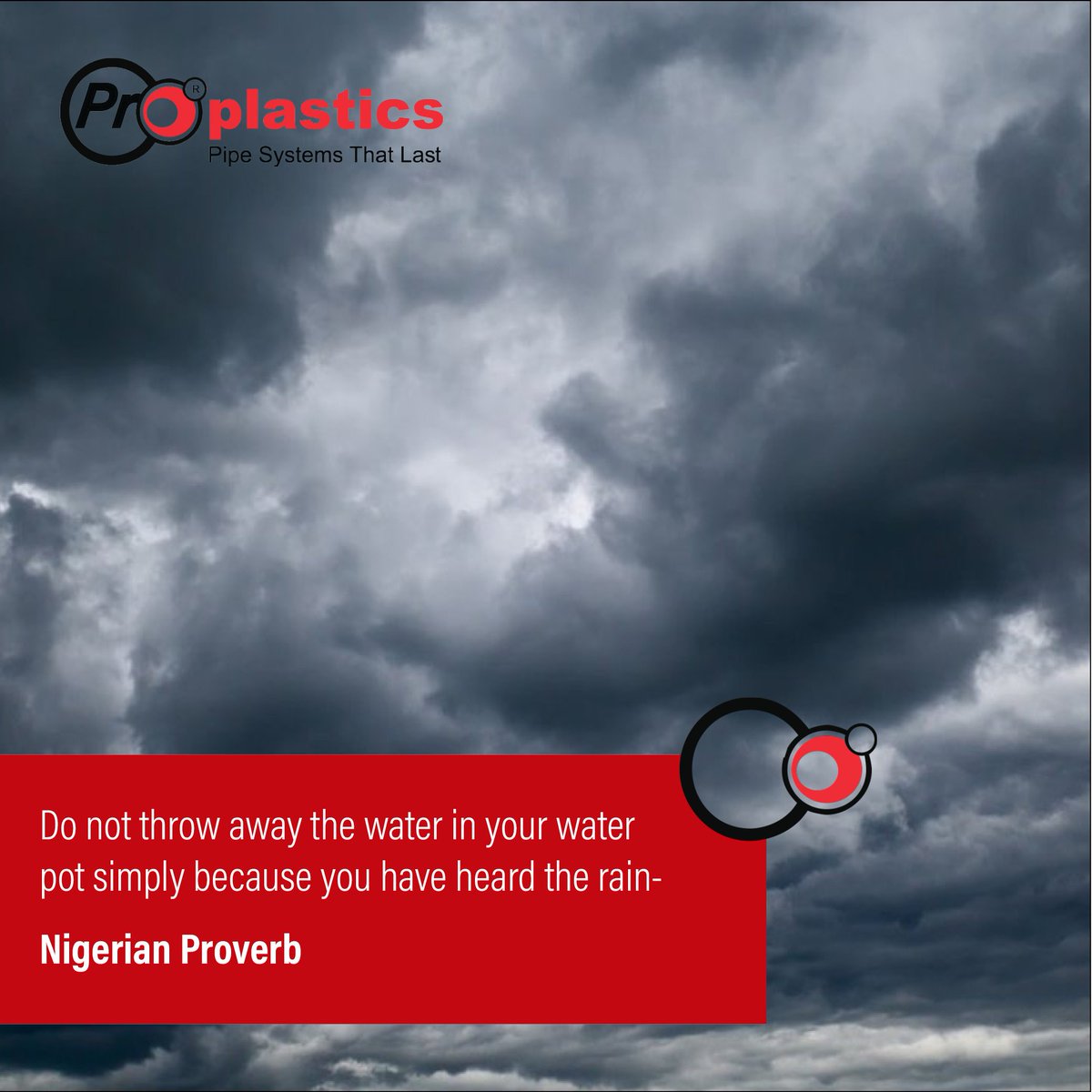 proplasticszw's tweet photo. #AfricanProverbOfTheWeek: Do not be hasty, always exercise careful consideration and wisdom before making any decision.
After all, not all dark clouds signify rain!

Happy new week!

#proplasticsafricanproverbs 
#proplastics
#plasticmanufacturer https://t.co/Q8jrkXKCpN