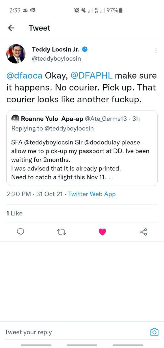 Ate_Germs13's tweet photo. @dododulay @dfaoca Hi sir @dododulay I am hoping you can also assist me to pick up my passport which is pending for 2months now. I was advised it is printed already. I have to leave by Nov 11. PLEASE 🙏😭😢 https://t.co/kkpTBoTJLT
