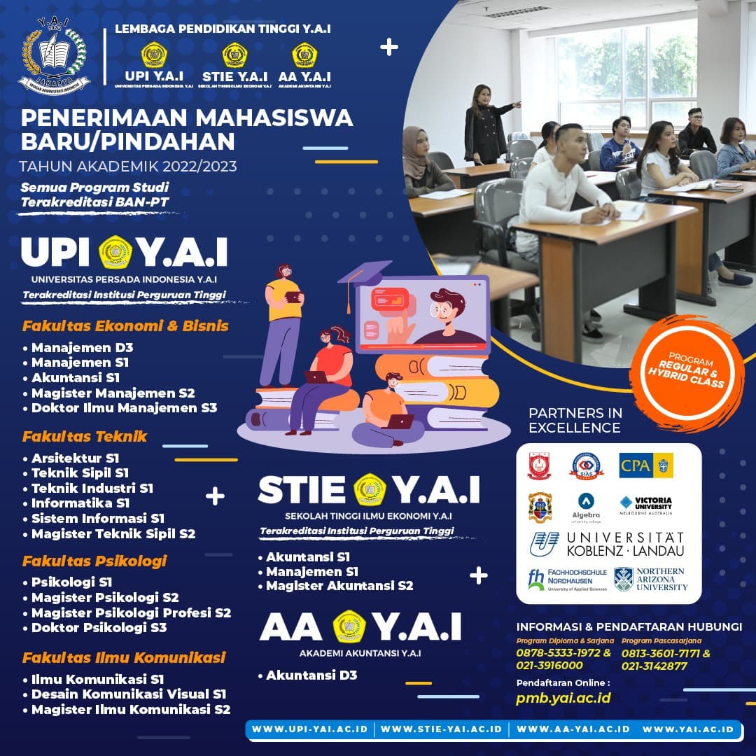 YAI_Campus's tweet photo. Pendaftaran Mahasiswa Baru Tahun Akademik 2022/2023. Raih Beasiswa 100% Uang Pangkal selama periode Gelombang 1 (November 2021 - Februari 2022).

Info lebih lanjut 
Call Center: 0878 5333 1972
 #PendaftaranMahasiswaBaruYAICampus #YAICampus #UPIYAI #STIEYAI #AAYAI #Kuliahdijakarta https://t.co/RrtVjszOuS
