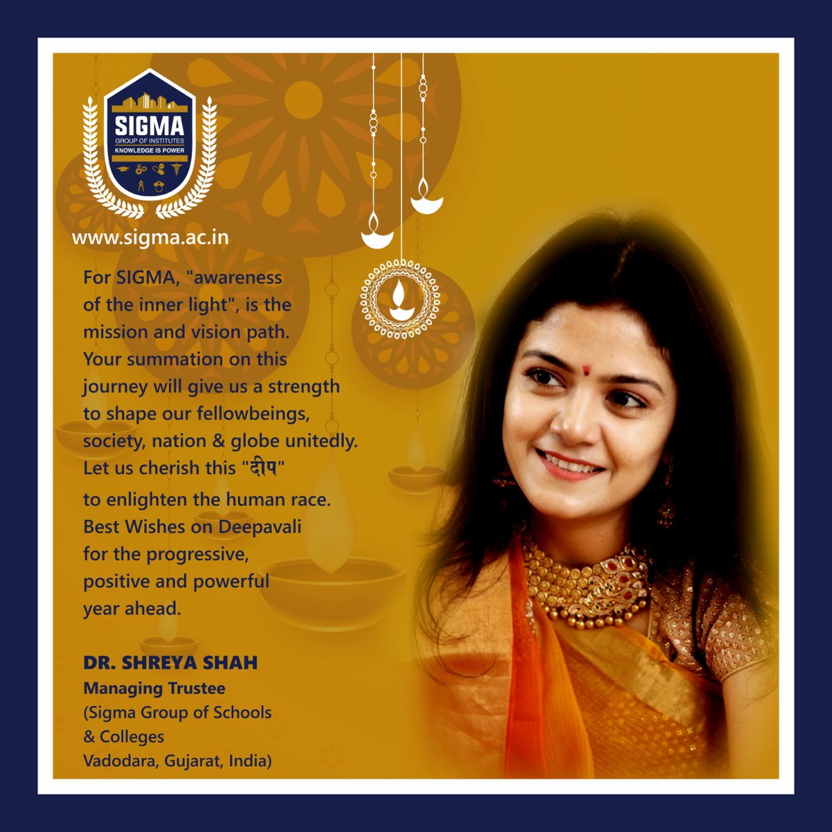 Shreya031090's tweet photo. #PMO #CMO #vadodaracity #VMC #MayorVadodaraCity #CPVadodaracity #SHEteamvadodaracity #VCSGGU #SGGU #MSU #GTU #VCGTU #PrincipalsofSigmaGroupofschoolsColleges #BigSigma #Diwali #Happynewyear #deepawali #bestwishes #education #academia #worldofacademia #University #Ourvadodara https://t.co/QK0R1v5qdA