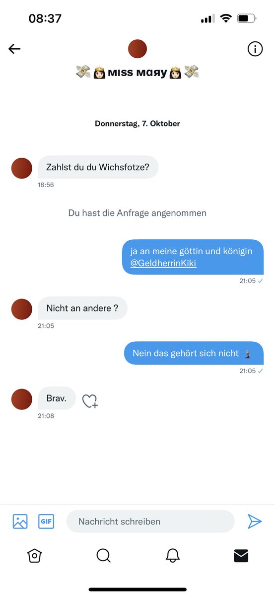 Slave76's tweet photo. @zahlsau85 @SucheZahlsklav2 kein besonderer chat, aber das erste mal dass ich von einer „göttin“ angeschrieben wurde https://t.co/19PUJPWm5N
