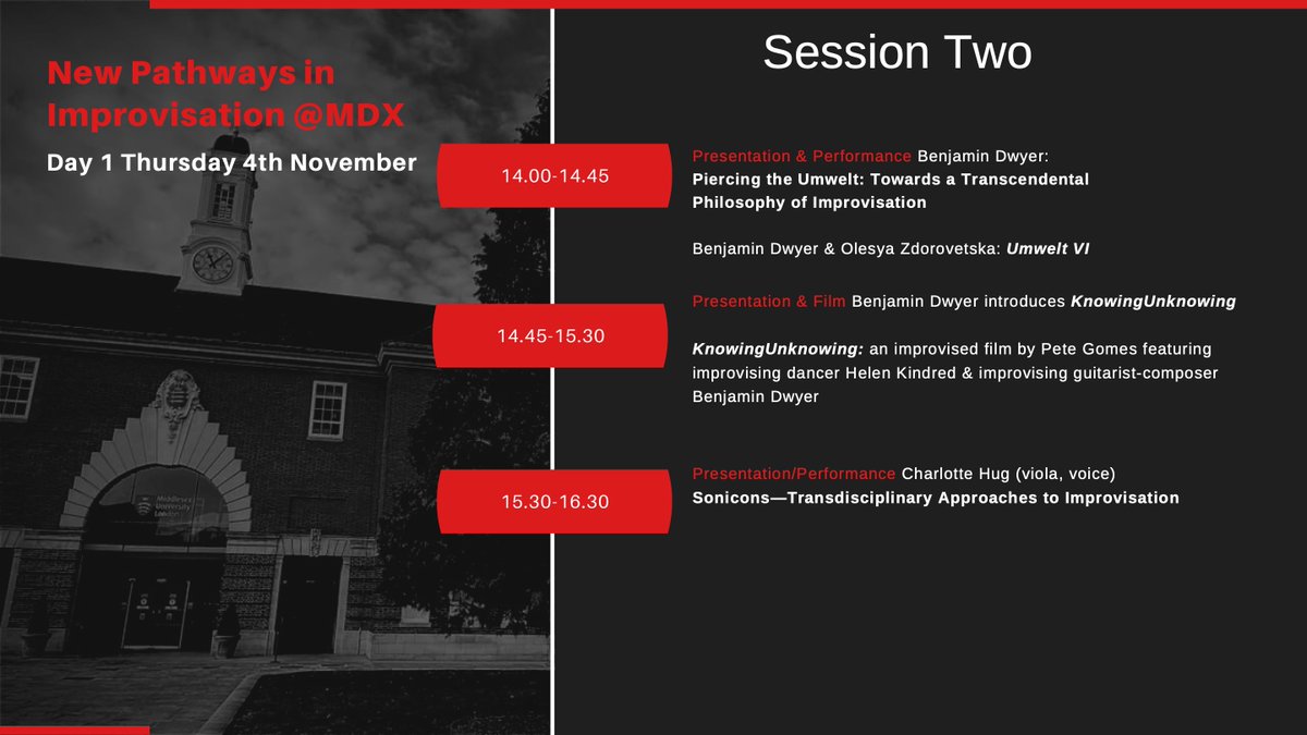 New Pathways in Improvisation @MDX (@pathways_in) on Twitter photo Tune in for Session Two (4 Nov-14pm) of New Pathways in Improvisation@MDX. Featuring <a href="/dwyer_benjamin/">Benjamin Dwyer</a> <a href="/gomespete/">Dr Pete Gomes</a>, Olesya Zdorovetska & <a href="/CharlotteHugArt/">Charlotte Hug</a> Tune in for Session Two (4 Nov-14pm) of New Pathways in Improvisation@MDX. Featuring <a href="/dwyer_benjamin/">Benjamin Dwyer</a> <a href="/gomespete/">Dr Pete Gomes</a>, Olesya Zdorovetska & <a href="/CharlotteHugArt/">Charlotte Hug</a>