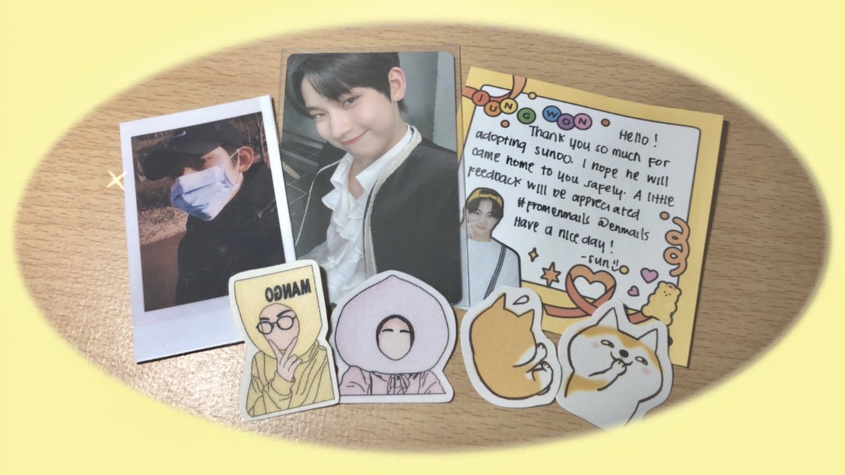 wishdreamt's tweet photo. — #fromenmails
long overdue feedback but sunoo came home vv safely ! thank u @enmails ᵔᴗᵔ https://t.co/3XqiY5SIUN