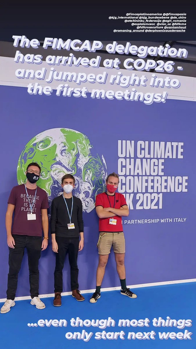 FIMCAPEurope's tweet photo. Our delegation has arrived at #COP26 in #Glagow. What are your most urgent demands for the conference?🌎🌍🌏📢💚
#backtotheclimate #ClimateJusticeNow #JustTransition #FFF #Youth4Climate #Laudatosi @COP26 #TogetherForOurPlanet #ClimateEmergency #NoTimeLeft #ClimateAction #climate https://t.co/oscyZMxVVW