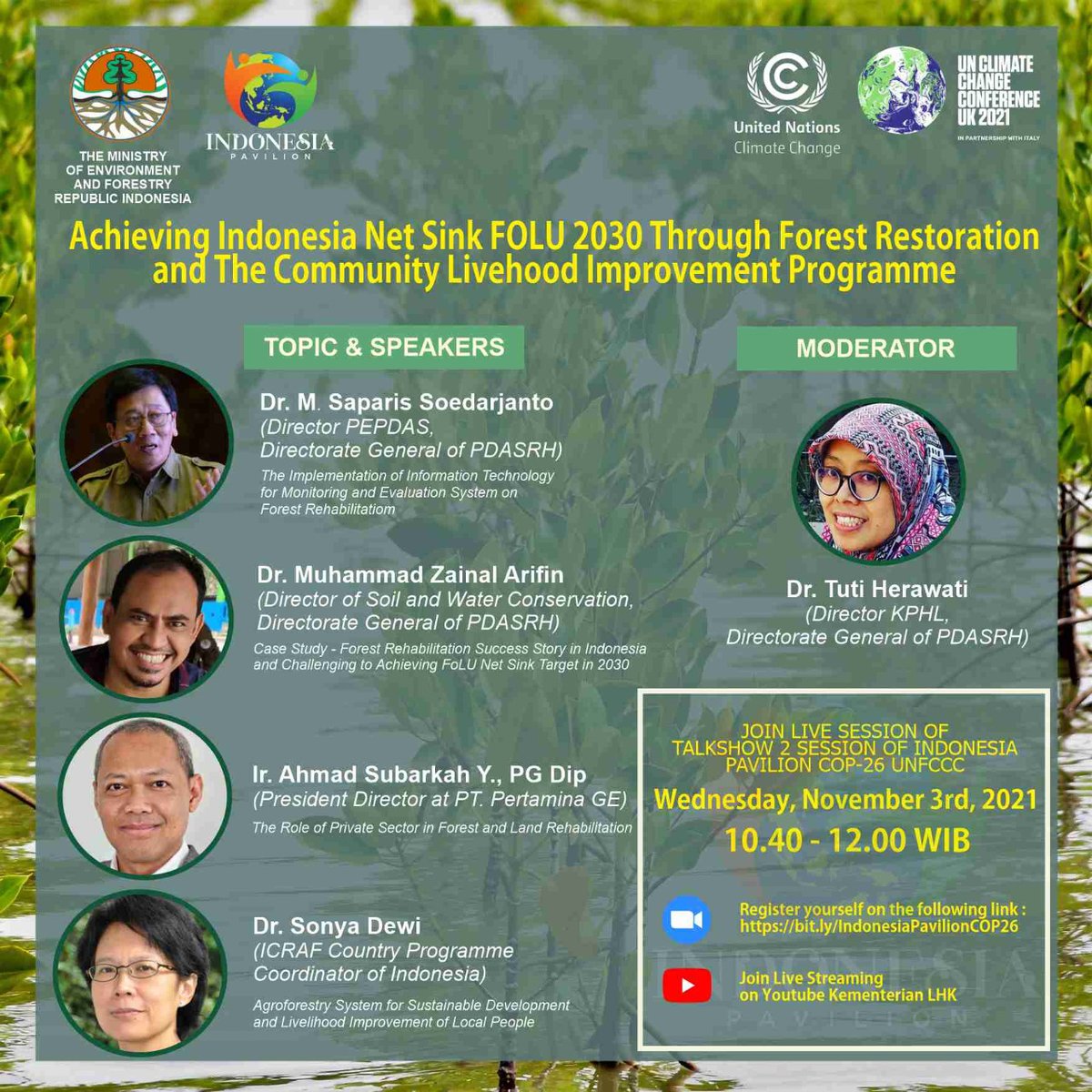 Bpdashlka's tweet photo. Selamat Pagi #PenanamKebaikan..
 Talkshow bertema "Achieving Indonesia Met Sink FOLU 2030 Through Forest Rehabilitation and The Community Livehood Improvement Programme" digelar pada :
Hari, Tanggal : Rabu, 3 Nov 2021
Pukul : 10.40 - 12.00 WIB
Ayuk ikutan gaesss https://t.co/h4y7mHpykK