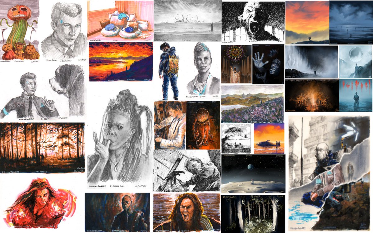 SamFrancisPo's tweet photo. And so, #OctoberDechART has come to an end, and here is my collage for this event. Big thanks and lots of appreciation to @BryanDechart and @AmeliaRBlaire of #dechartgames for making this possible! Lots of love and positivity to y'alls and community! https://t.co/c8X2WNXZ1v