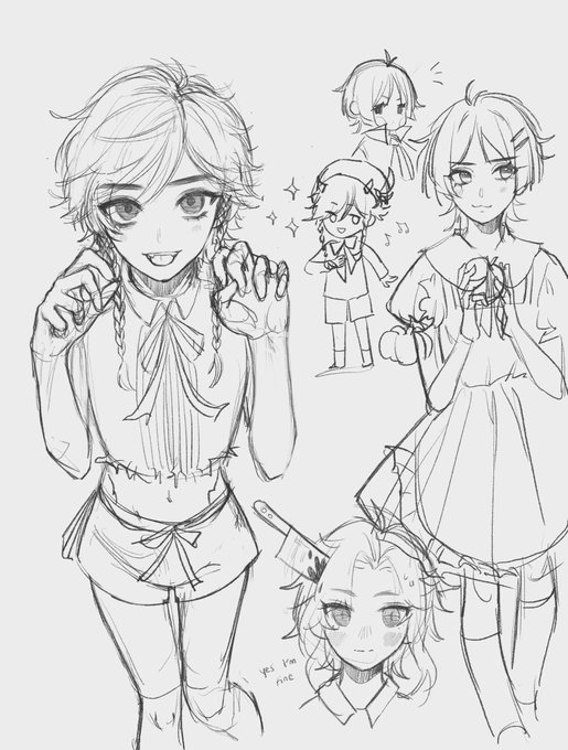 more halloween sketches n sketch albedo 🎃 not gonna finish this venti,,i am a coward 