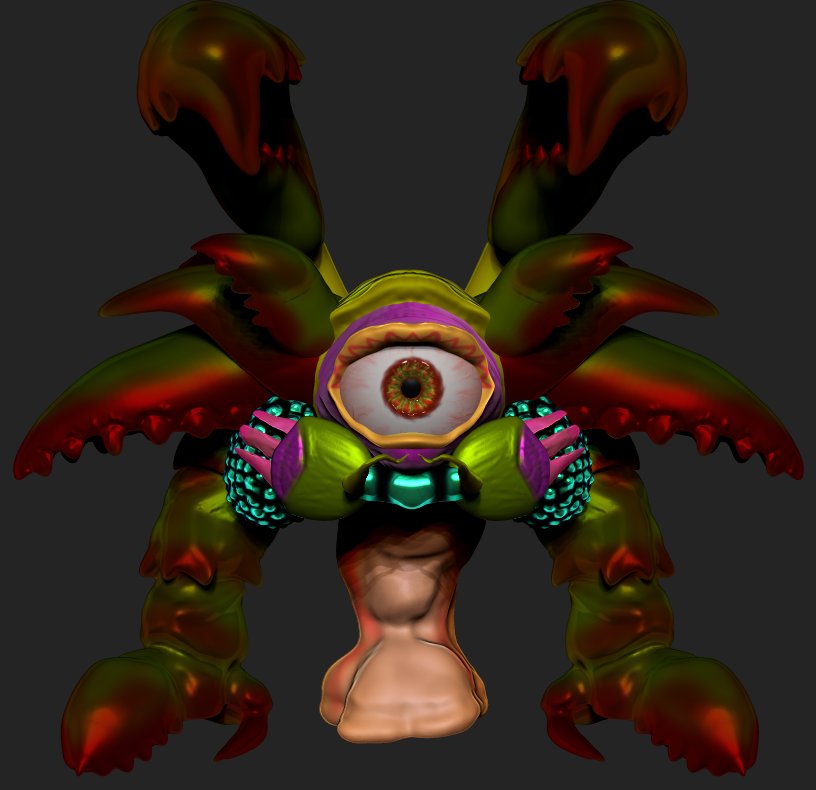 Phobosknight's tweet photo. My Shadow Linktober in lieu of doing free for all, I decided to make Gohma as a sort of free space haha, and after about a thousand crashes and roadblocks here she is last minute! #linktober #shadowlinktober #gohma #zbrush #3dmodeling #inktober #LegendofZelda #ocarinaoftime https://t.co/P6hxz5mKek