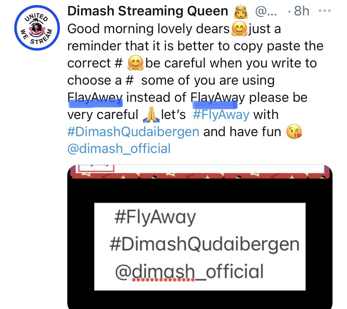 Streamingqueen's tweet photo. ‼️Shame on the QUEEN🙈‼️look how I wrote  #FlyAway by @dimash_official on the tweet I am trying to inform you to check your spelling 😔this is what happens when English is not our native language 🙈please forgive me dears and #DimashQudaibergеn 🙈🤣🤣WE HAVE TO BE CAREFUL😬🤗❤️😘 https://t.co/g3O95OodVh