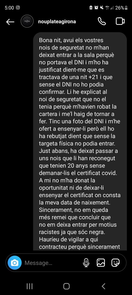 Fanta_b98's tweet photo. Un altre dia més sent una noia negra intentant entrar a una discoteca 🙃
Això ha sigut a la discoteca Platea de Girona https://t.co/VghfsOt1CI