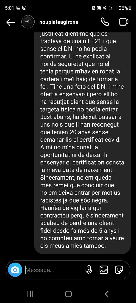 Fanta_b98's tweet photo. Un altre dia més sent una noia negra intentant entrar a una discoteca 🙃
Això ha sigut a la discoteca Platea de Girona https://t.co/VghfsOt1CI