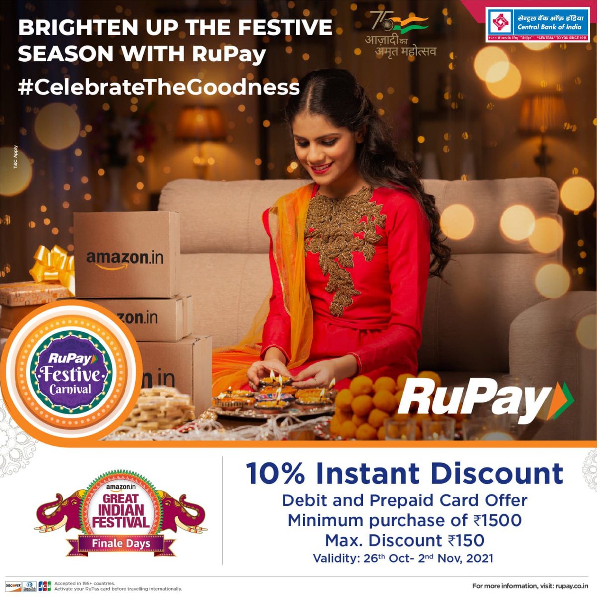 centralbank_in's tweet photo. #CelebrateTheGoodness and brighten up the festive season with Central Bank of India RuPay cards. #CentralBankofIndia #RupaycardOffers https://t.co/C4D6W4e3sb
