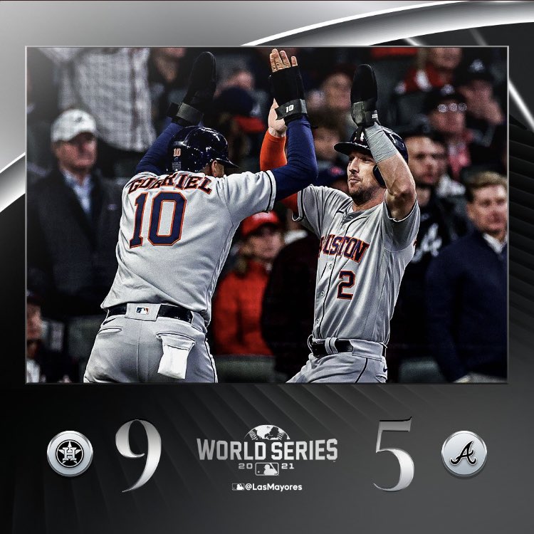 LachiReyes's tweet photo. Los #Astros no se dan por vencidos y logran su segundo éxito en la #WorldSeries con pizarra de 9-4. Gran labor ofensiva de  Gurriel, Correa y Maldonado con 7 de los 12 imparables del equipo. Las palmas para los relevistas de #Astros. 

#Postseason #MLBxTLT #MLB #HazloGrande https://t.co/K92truv0VZ