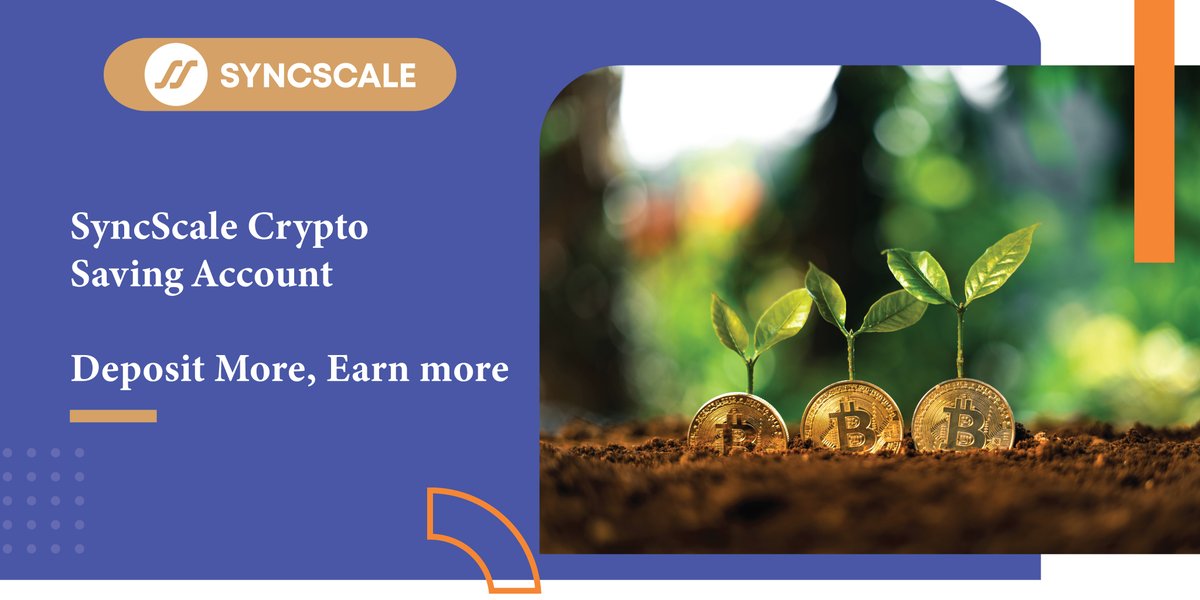 SYNCSCALE's tweet photo. Thinking of holding on to your cryptocurrency for the long haul? You should consider depositing your cryptocurrency in our crypto savings account😉 

Learn More: https://t.co/jrrwYiWNS9    

#SyncScale #DigitalAssetsManagement #CryptoAssets #crypocurrency #cryptotrading https://t.co/siKHSth1rq