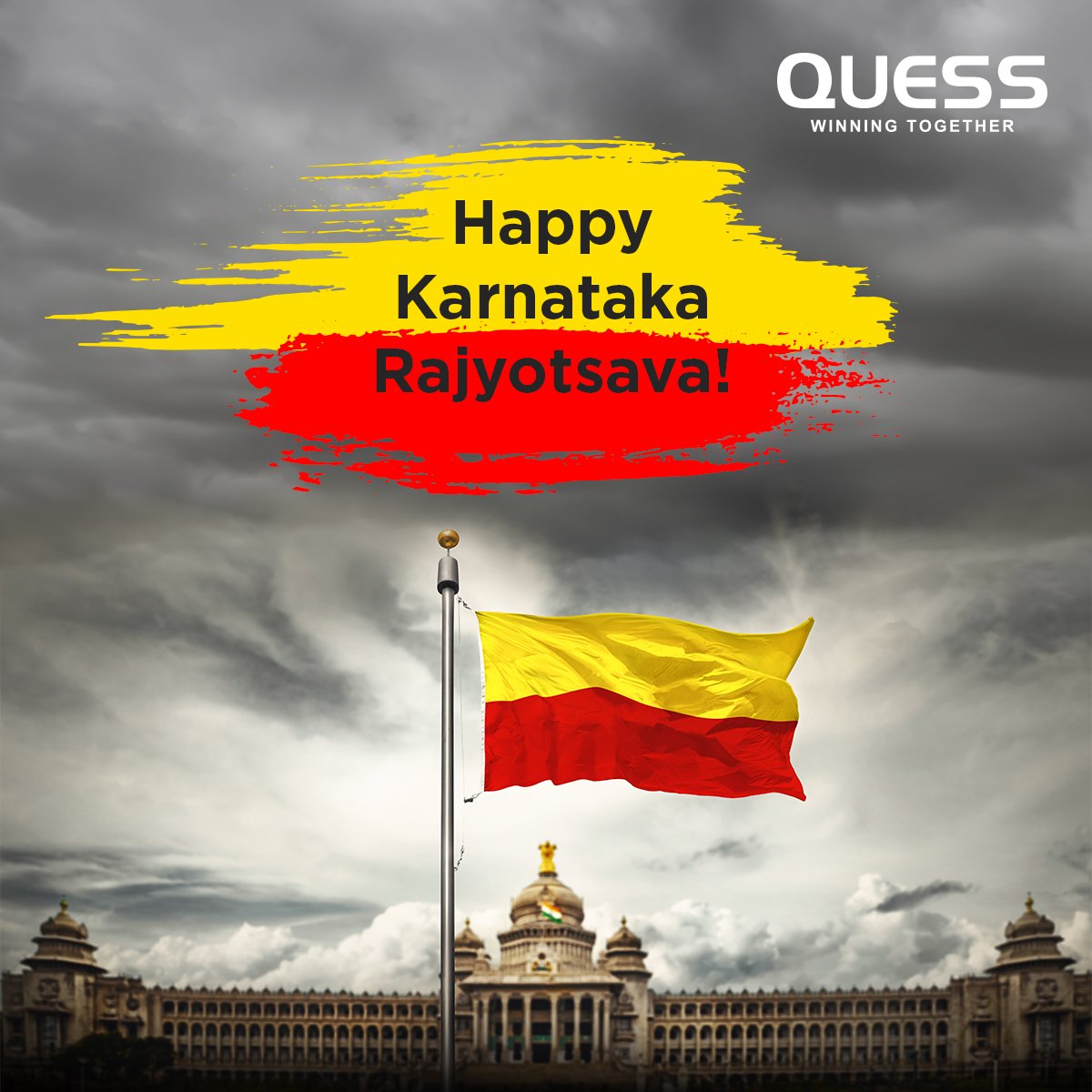 Quess_Corp's tweet photo. With freedom in mind, strength in words, pride in our souls and zeal in our hearts let us celebrate this day with the true spirit of togetherness.
Happy Karnataka Rajyotsava!
#winningtogether #quess #karnataka #karnatakarajyotsava2021 #freedominmind #strengthinwords https://t.co/ur2kfejOqH
