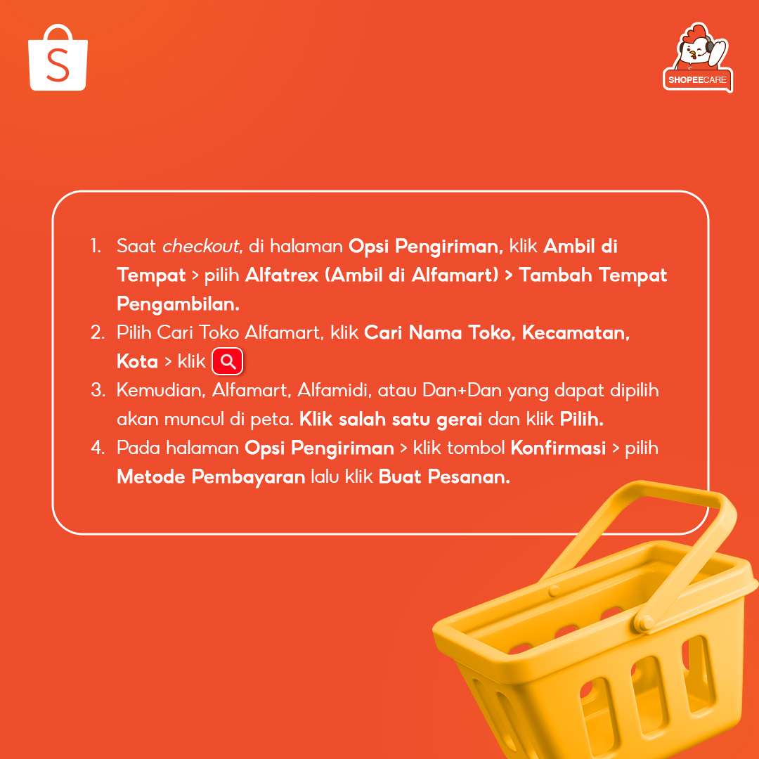 ShopeeCare's tweet photo. Udah tau belum kamu bisa checkout dan ambil paket di Alfamart?📦 Biar kamu gak penasaran langsung aja simak #SCRPengiriman ini ya!🧐 Happy Shopping with Shopee!🙏 #Shopeecare https://t.co/ToGJGsxBdL