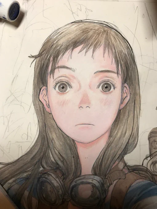 色入れ。肌色から入れていきます。大抵、時間が無いのでパーツ毎に仕上げていきます。 
