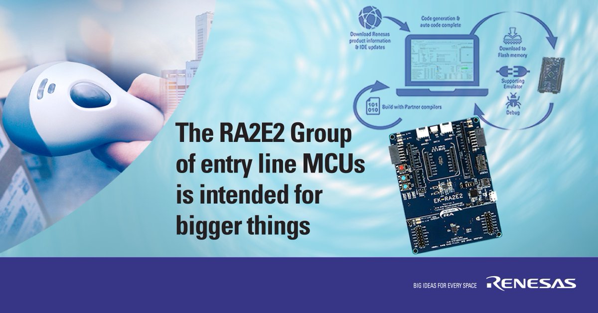 RenesasGlobal's tweet photo. Full details on our entry line, single-chip MCUs from our #RAFamily, the new RA2E2 Group, and see how you could benefit from its cost efficiency, high performance and ultra-low power operation, all in a small package - https://t.co/eXIHtmjjhy https://t.co/LcnCKUUeKI