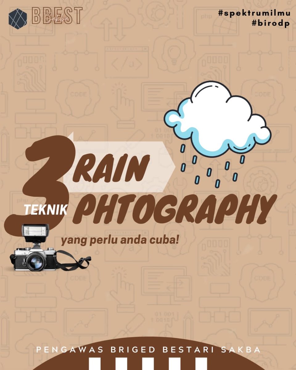 bbestsakba's tweet photo. Rain photography?Bagi kebanyakan jurugambar,keinginan untuk merakam dunia dengan cara yang unik mengatasi keperluan untuk kekal selesa.
Berikut kami kongsikan tips berguna untuk membantu anda memanfaatkan hari yang penuh dengan badai.
Mari kami tunjukkan !
#spektrumilmu #birodp https://t.co/HHAC34KrF1