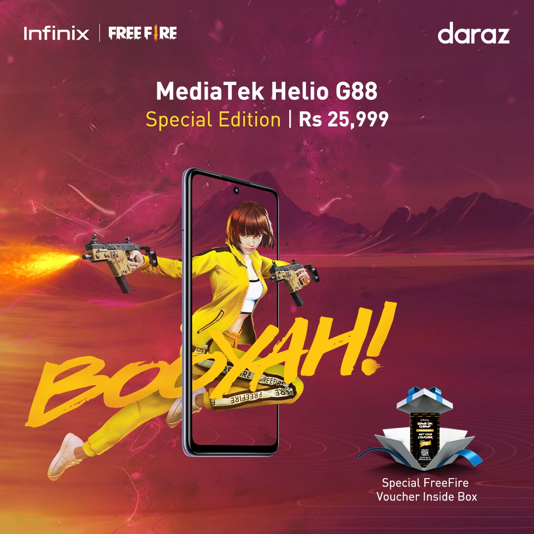 InfinixPakistan's tweet photo. Enjoy the speed & best gaming experience with #InfinixHot11S FreeFire edition, packed with #MediTekHelioG88 processor & FreeFire vouchers inside the box.
Get Yours now: https://t.co/scQvpRIohC
Learn More: https://t.co/3OBWigNfMZ
#GameOn #50MPTripleCamera https://t.co/uS2wbBhxwA