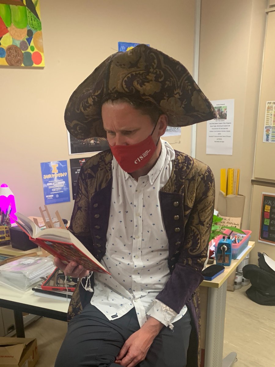 6-1 was lucky to have <a href="/BevansJoel/">Joel Bevans</a> read a chapter of The Puzzling World of Winston Breen by Eric Berlin (@puzzlereric). Mr Bevans decided against reading the chapter in a pirate voice. #CISprimary #HappyHalloween2021