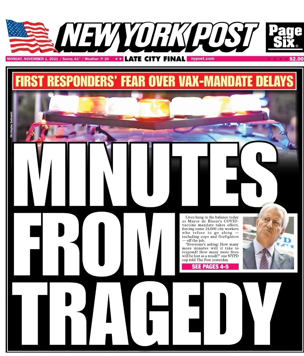 NYCEMSwatch's tweet photo. Today's front page of the New York Post. https://t.co/dKXSFx8sW9