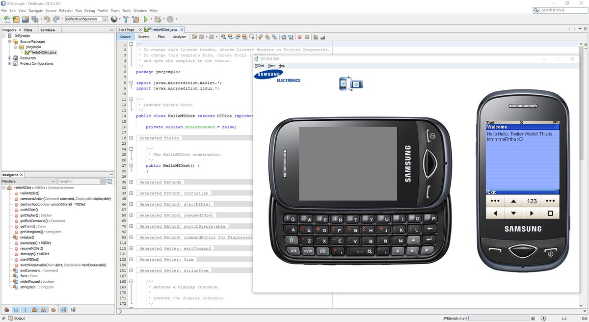 MmmarRTHa's tweet photo. Hello Twitter!
#JavaME #NetBeans #MobileDevelopment #Samsung
Creo que ya nadie usas estos dispositivos pero hay que hacer las tareas xD ๐ https://t.co/0UsnA90QJ4