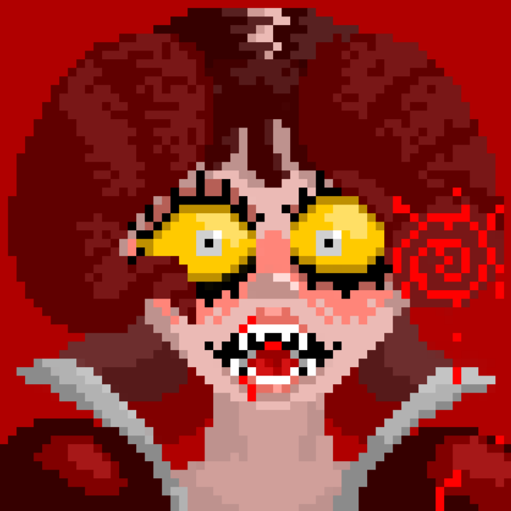 2 pic. Modo diablo #pixelart #demon #fire #blood #apocryphal #hell #doom #nether #demongirl #evilgirl #girl #oc #red #armor #french #bakelite #horns #sharpteeth #longtongue #brighteyes #succubus #femmefatale #fashion #egirl #halloween #contest #pixilartchallenge #pixilart @pixil_art https://t.co/pg44OdSGUQ