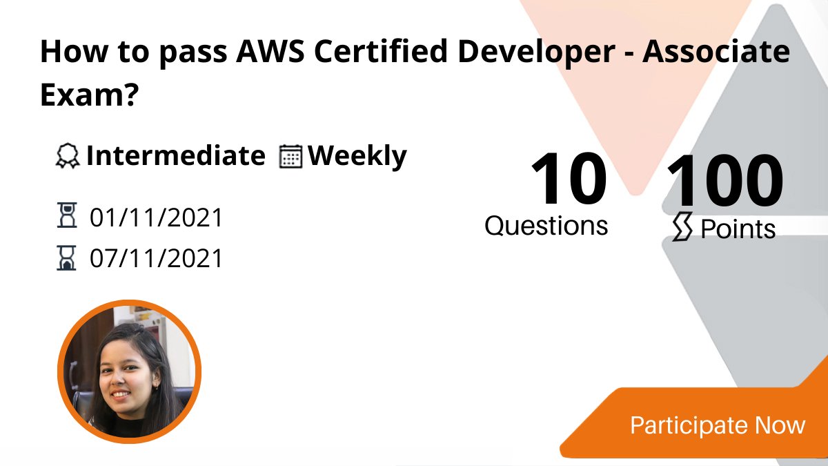 AwsReskill's tweet photo. Our🆕challenge 'How to pass AWS Certified Developer - Associate Exam?' with Aishwarya Sood delves deep into:
✔️Learning path
✔️Understand exam questions
✔️Find accurate answers
Take the challenge here➡️: https://t.co/XRjRFZToDV
#AWS #Community #Cloud #awsugin #awsreskill https://t.co/3liwuTwW17