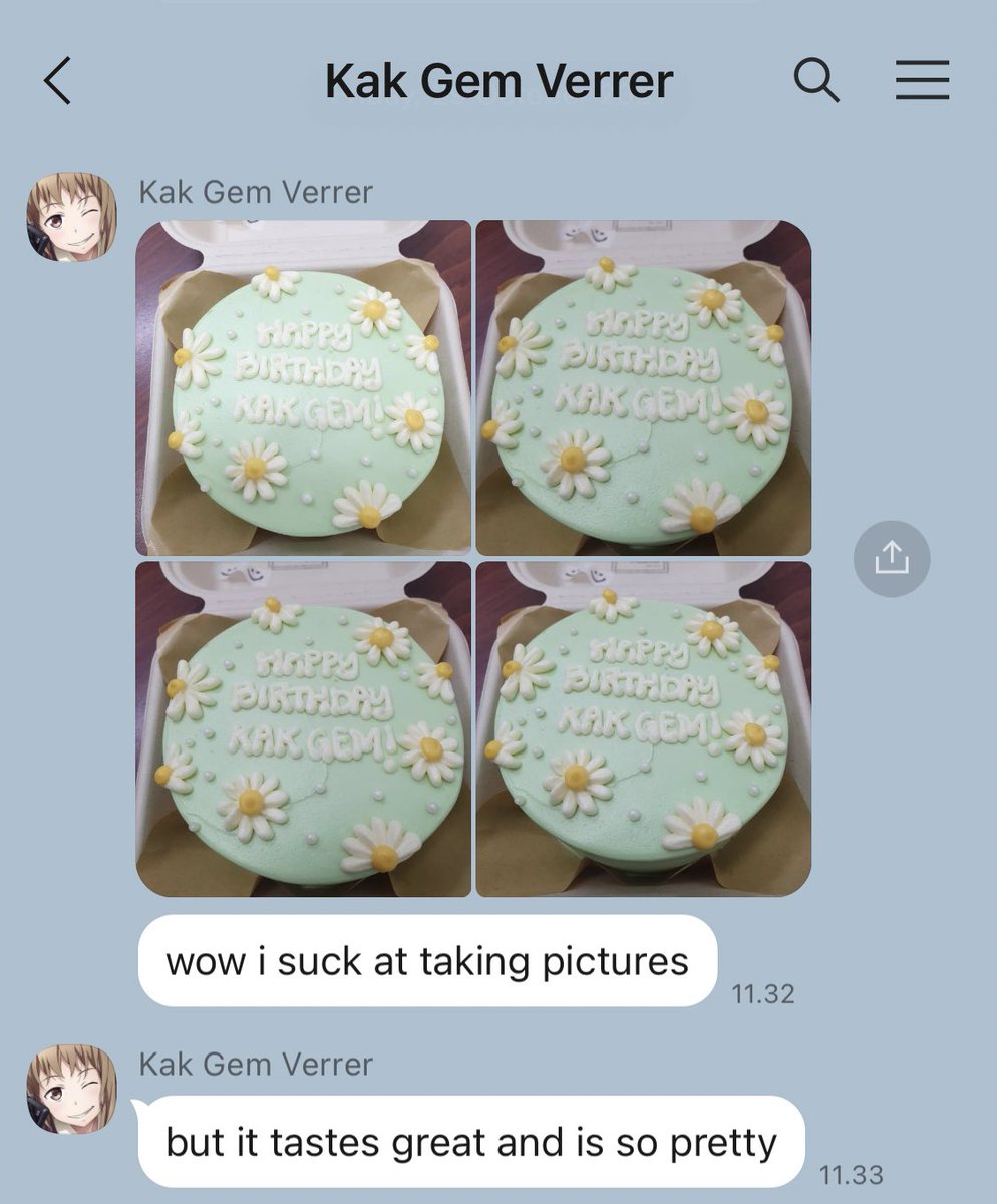 redorable_'s tweet photo. failed birthday surprise for @snuggleJu31 but its ok the most important the cake arrived safely and she also said the cake was taste great😆 hahaha happy birthday again my dearest kak gem🥰💖 https://t.co/mOWKz80I9o