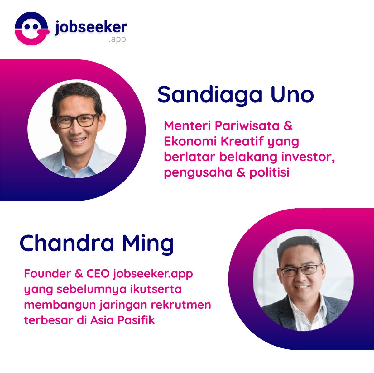 jobseekerapp's tweet image. Halo jobseekers! Sudah kenal belom sama pembicara&quot; webinar kita di tanggal 8 November nanti? Yuk, geser post ini untuk kenalan dikit dengan mereka! Kalau ingin tau lebih banyak lagi, ikut dengarkan mereka ngobrol&quot; di webinar kami aja.
.
#jobseeker #jobseekerdotapp #jobseekerapp