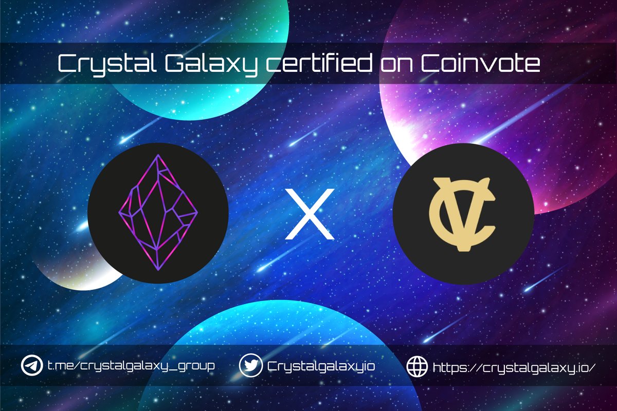 Crystalgalaxyio's tweet photo. 🪐 Crystal Galaxy certified on @CoinvoteCC 

✅ Go to vote! https://t.co/lGzpl4HkFP

#BSC #Presale #Privatesale #Pinksale #BSCGems #P2E  #DeFi #cryptogames #PancakeSwap #NFT #Metaverse https://t.co/vnJCAtNAqp