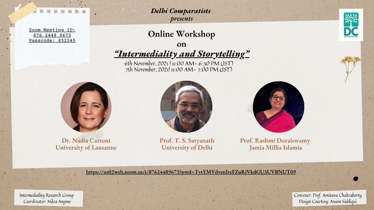 DComparatists's tweet photo. Please use the #link to join us on 6-7 November, 2021
https://t.co/phy7vazmZh
Meeting ID: 876 2448 9673
Passcode: 832345
@AbhishekVargh15
@CharulikaD
#OpenAccess #research #delhicomparatists #AcademicTwitter #AcademicChatter #cultural #studies #Online https://t.co/4CC8amaFYp
