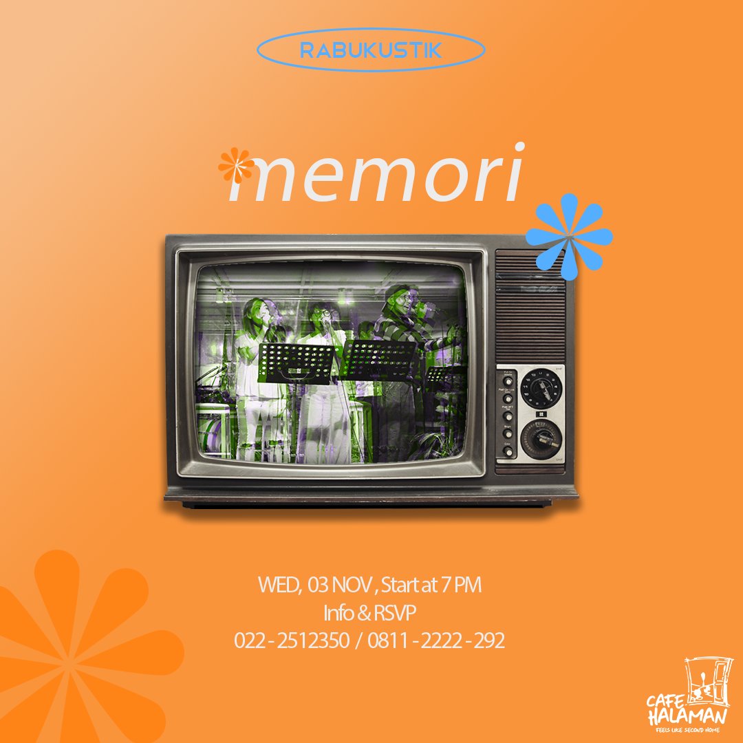 Memori !

Rabukustik kembali menemani Rabu Malam teman-teman pada tanggal 03 November 2021.

Segera hubungi kami dan nikamti keseruan dan keceriaan Rabukustik!✨