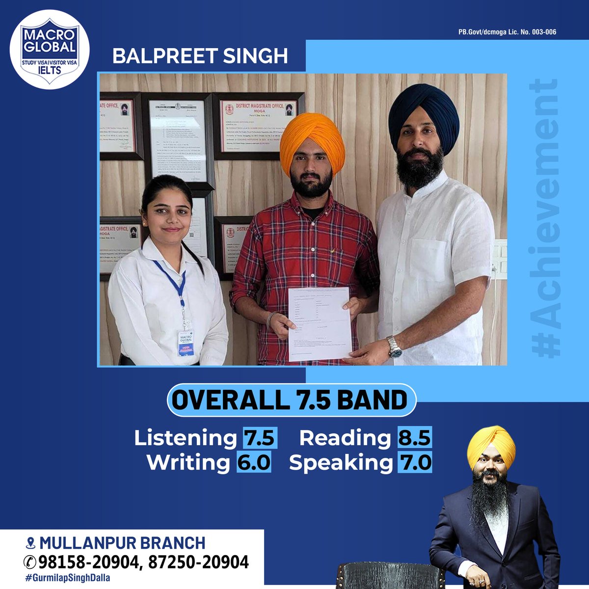 gurmilap27's tweet photo. ππ Congratulations, Balpreet Singh!ππ
He got the IELTS Training from #MullanpurBranch of #MacroGlobal and scored an Overall 7.5 Band in IELTS.
To become a part of our great #IELTS Institute, Call:
π² 87250-20904
#GurmilapSinghDalla #IELTSResult #IELTSSuccessStory #IELTSTRF https://t.co/AG4O5evJzc